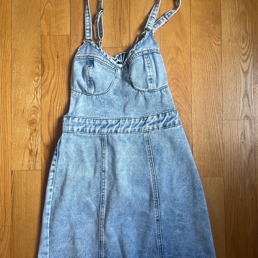 Blue Denim Dress with Straps